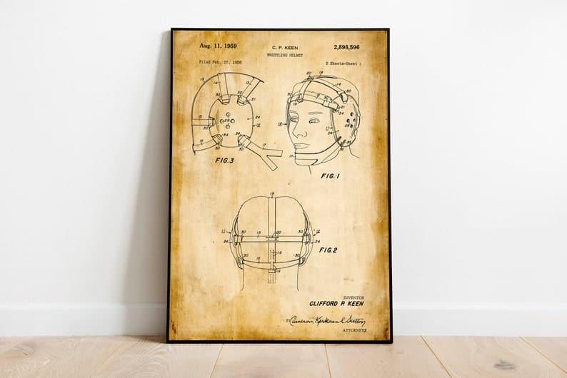 Wrestling Headgear Patent Print| Framed Art Print - MAIA HOMES