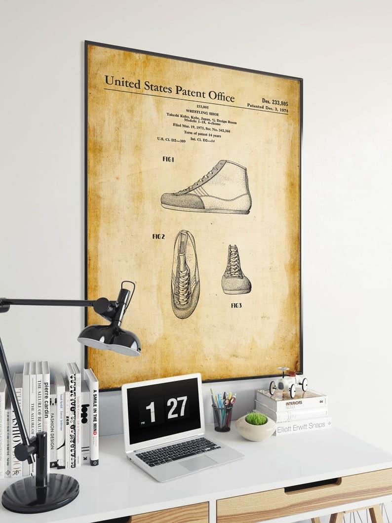 Wrestling Patent Print| Framed Art Print