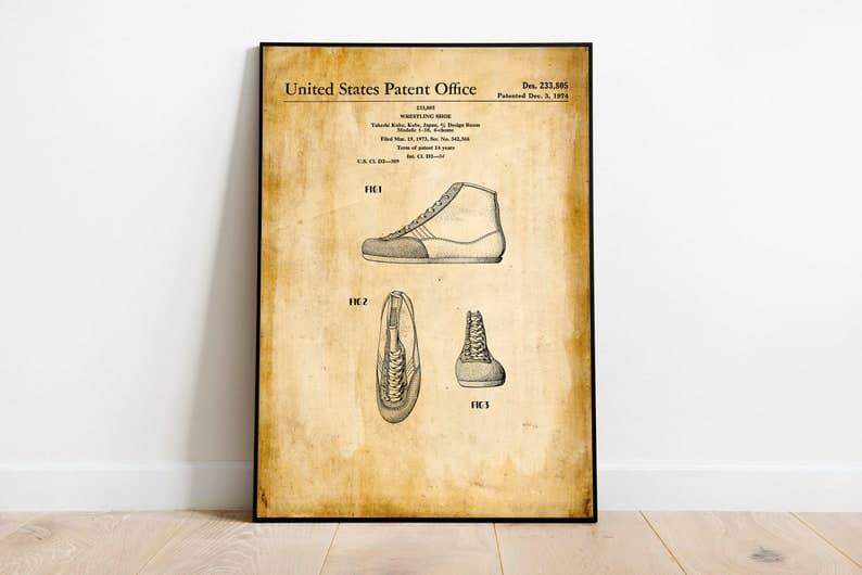 Wrestling Patent Print| Framed Art Print