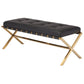 X Golden Leg Leather Tufted Bench - MAIA HOMES