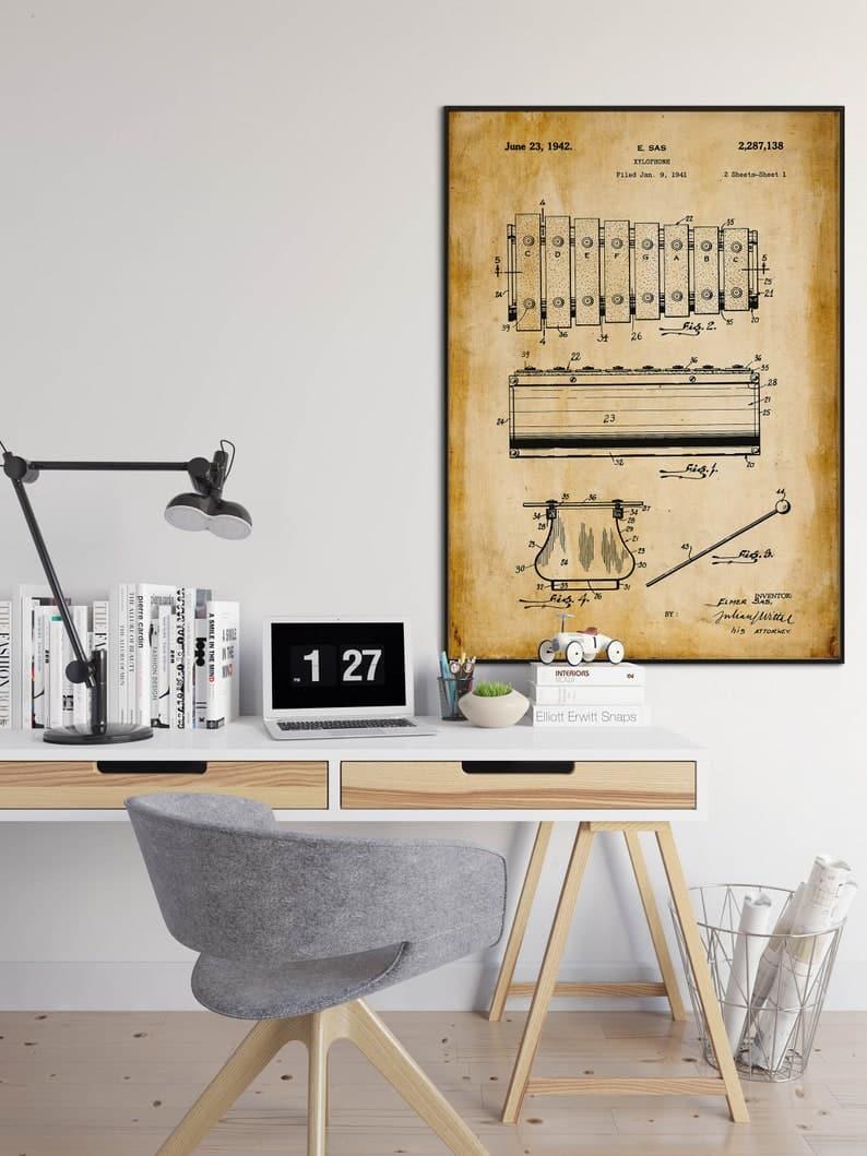 Xylophone Patent Print| Framed Art Print - MAIA HOMES