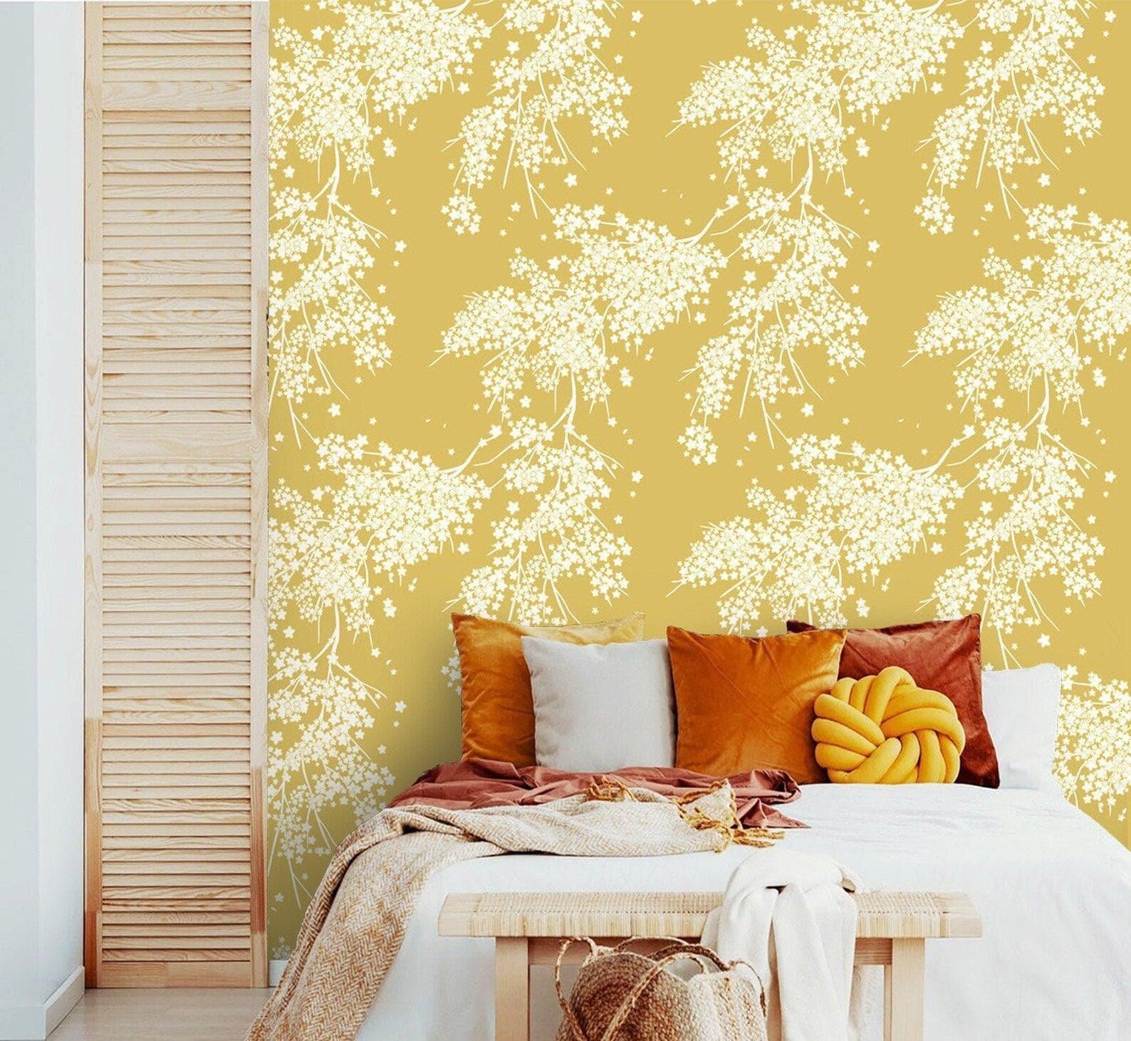 Yellow and White Floral Wallpaper