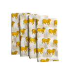 Yellow Cows Block Printed Cotton Napkins