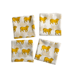 Yellow Cows Block Printed Cotton Napkins