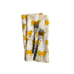 Yellow Cows Block Printed Cotton Napkins