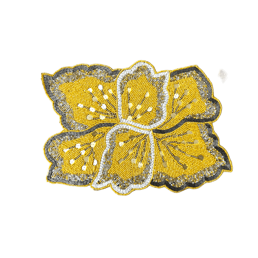 Yellow Floral Shaped Beaded Placemat - MAIA HOMES