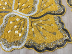 Yellow Floral Shaped Beaded Placemat