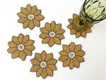 Yellow Flower Bead Coasters - Set of 6