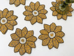 Yellow Flower Bead Coasters - Set of 6