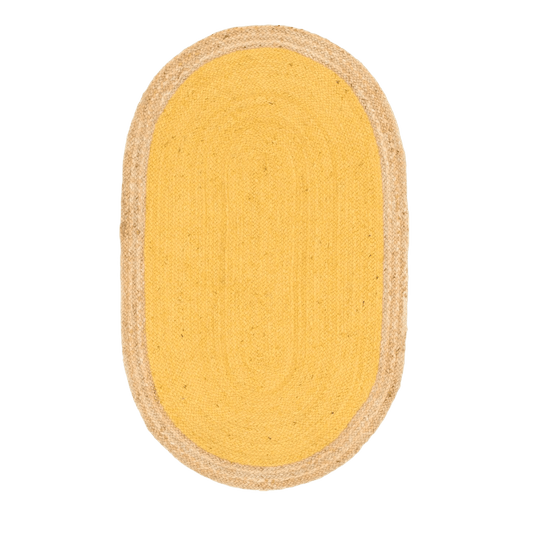 Yellow Oval Jute Rug - MAIA HOMES