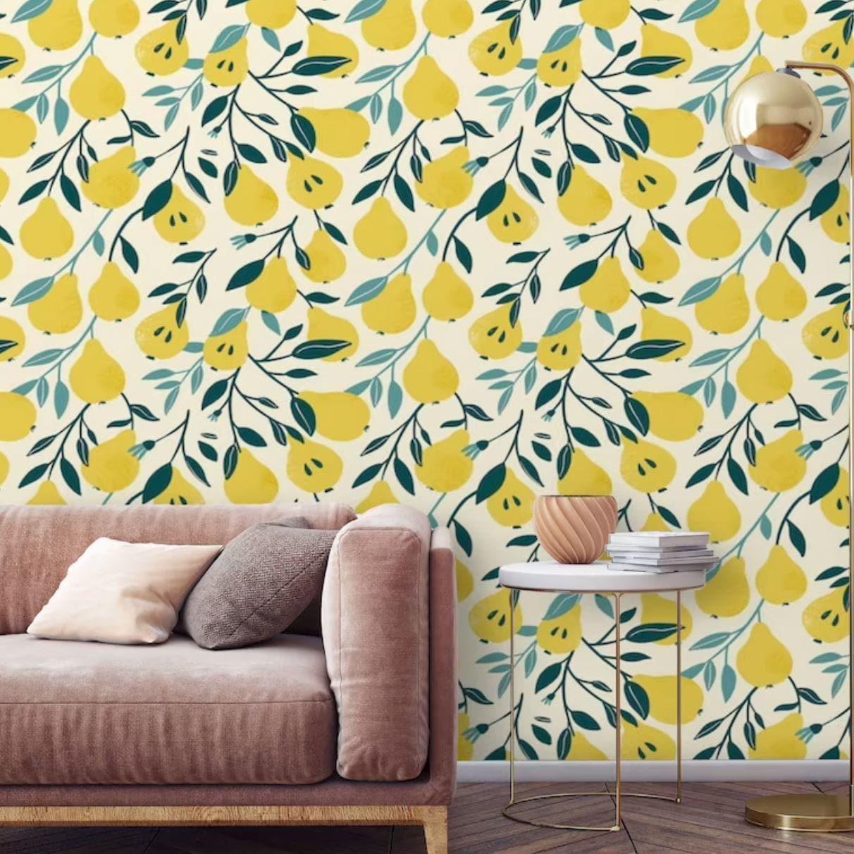 Yellow Pears and Lemons Wallpaper - MAIA HOMES