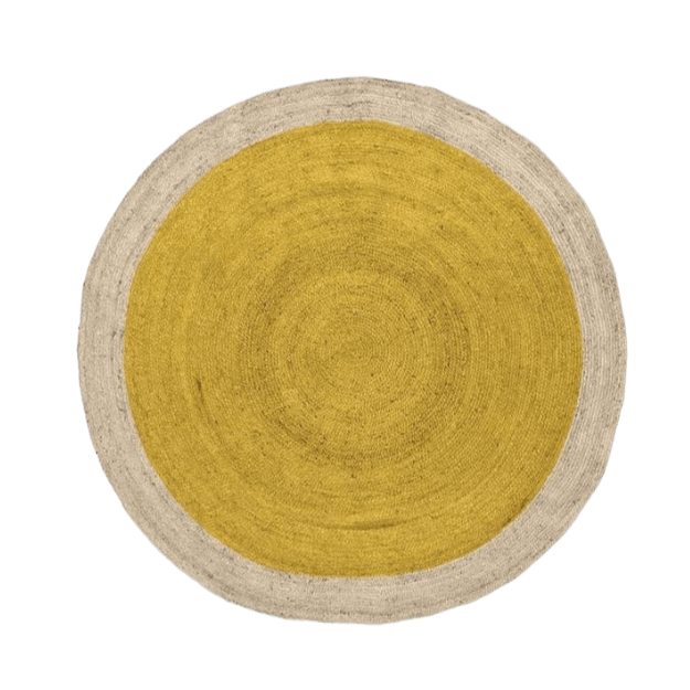 Yellow Round Jute Rug