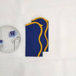 Yellow Scalloped Royal Blue Cotton Placemats