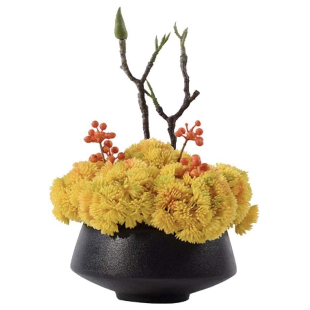 Yellow Sea Moss Flowers in Ceramic Pot - MAIA HOMES