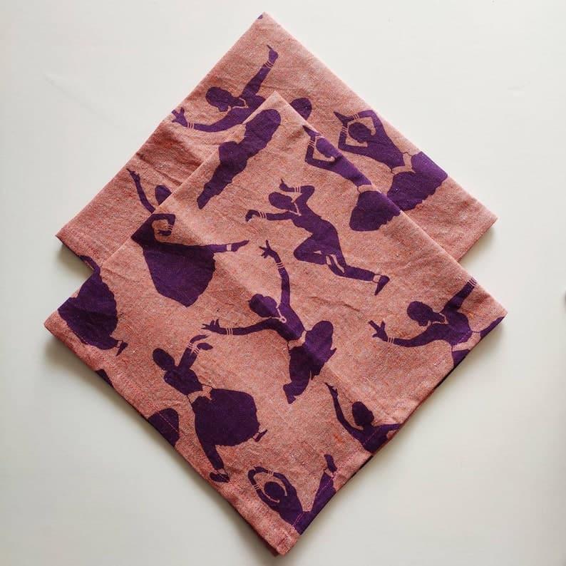 Yoga Block Printed Linen Napkins