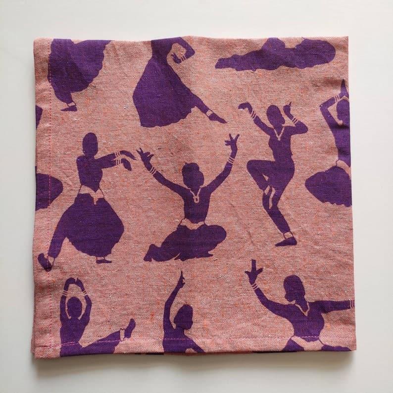 Yoga Block Printed Linen Napkins - MAIA HOMES