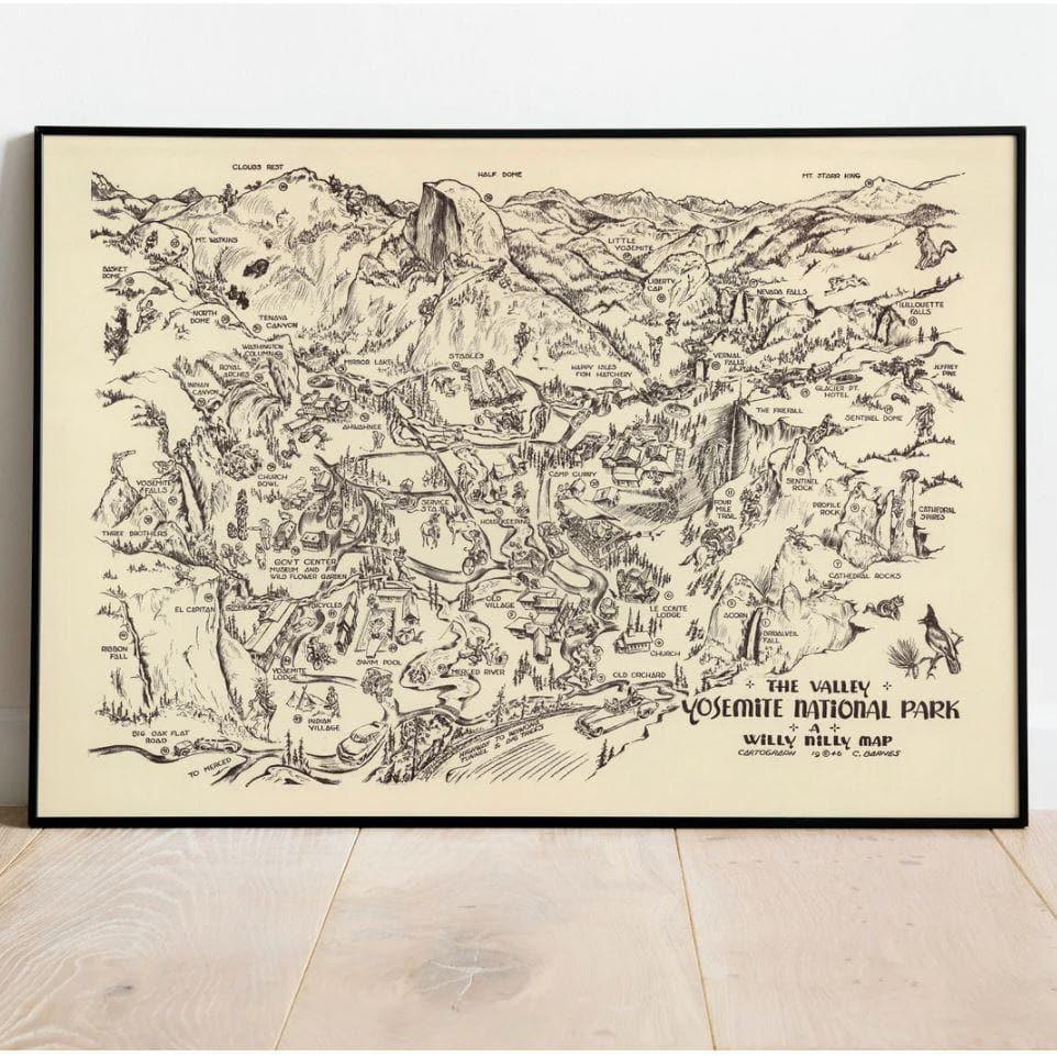 Yosemite National Park Animated Map Poster Print