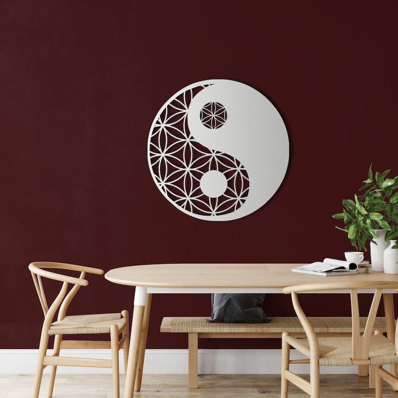 Zen Yin Yang Metal Wall Hanging Decor - MAIA HOMES