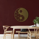 Zen Yin Yang Metal Wall Hanging Decor Gold