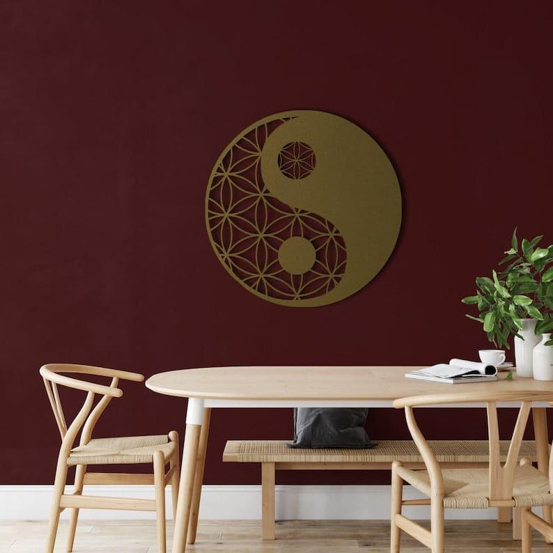 Zen Yin Yang Metal Wall Hanging Decor - MAIA HOMES